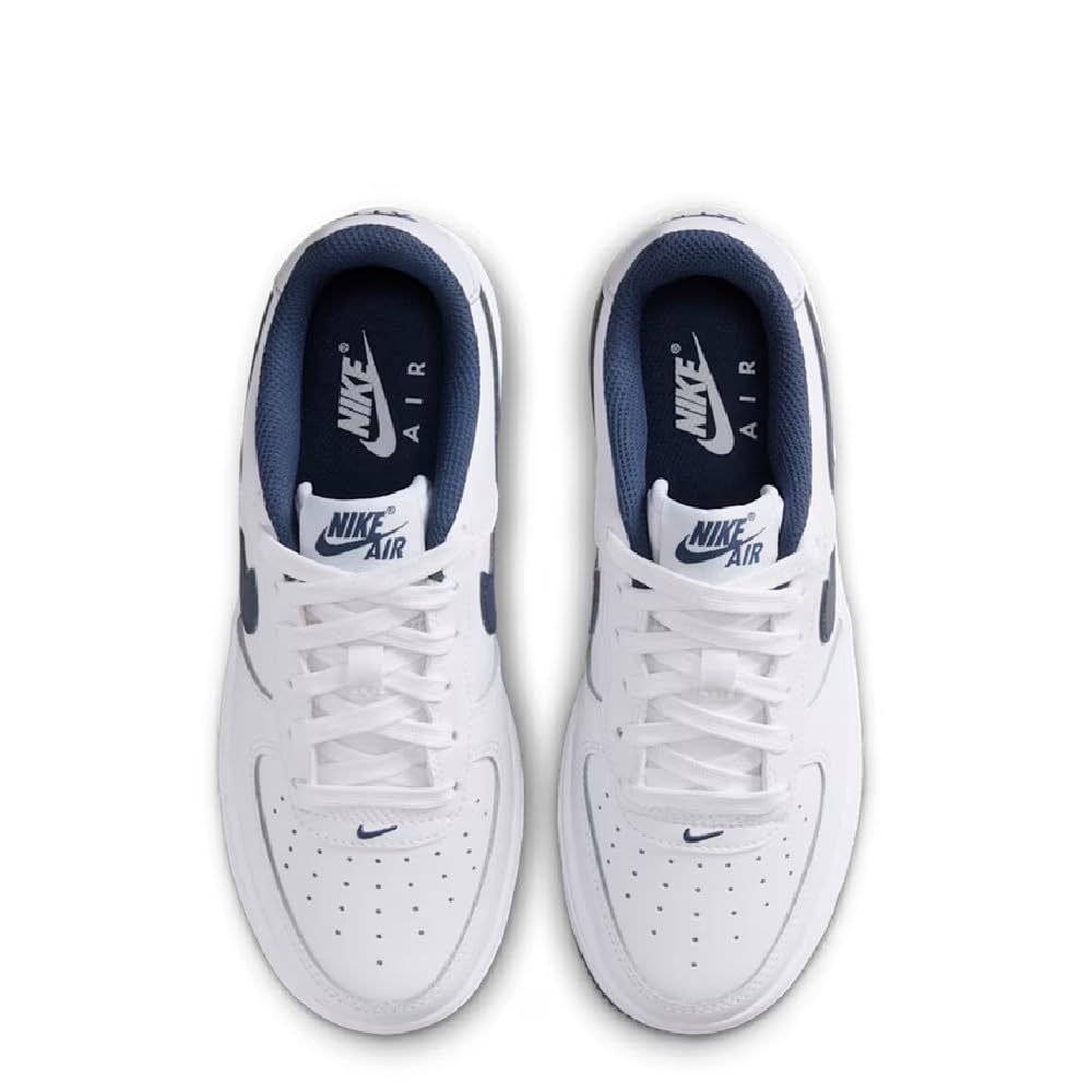 Nike Air Force 1 Big Kids' Shoes (White/Football Grey/Midnight Navy)