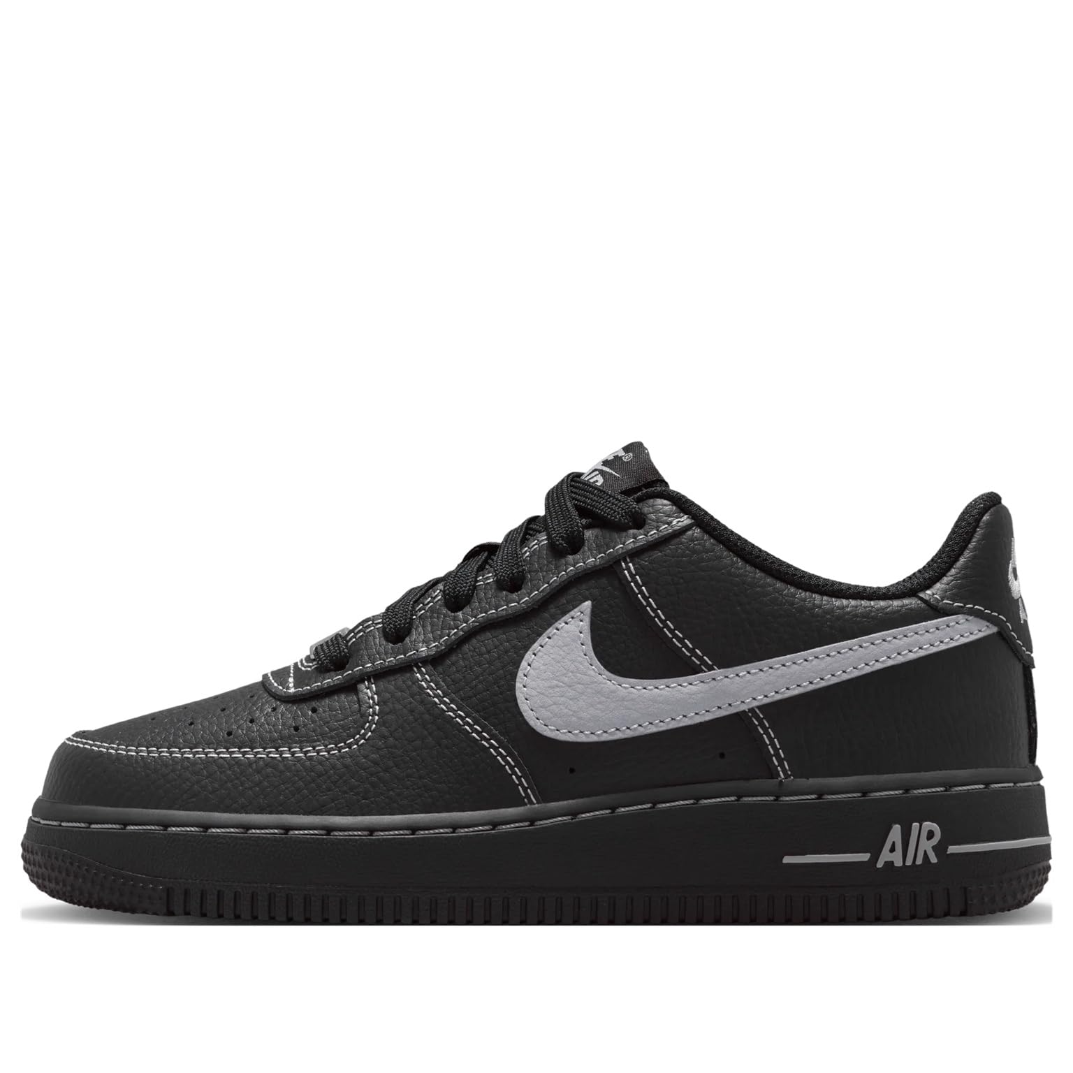 Air Force 1 LV8 Grade School Lifestyle Shoes (Black/Black/Black/Wolf Gray)