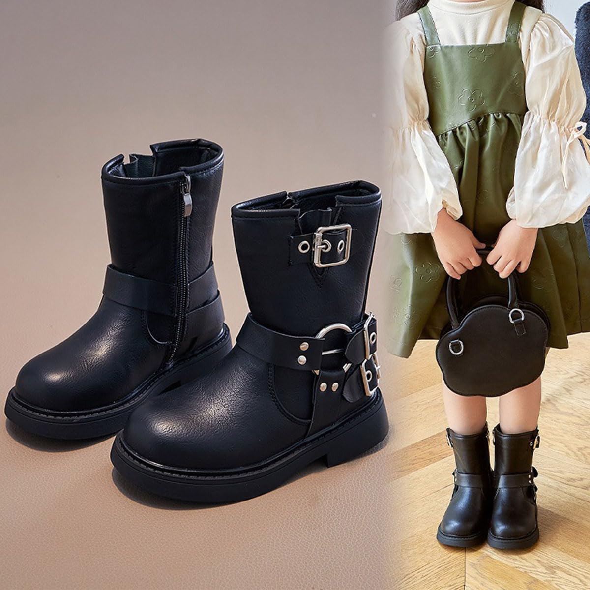 Kids' Mid-Calf Riding Boots with Side Zipper