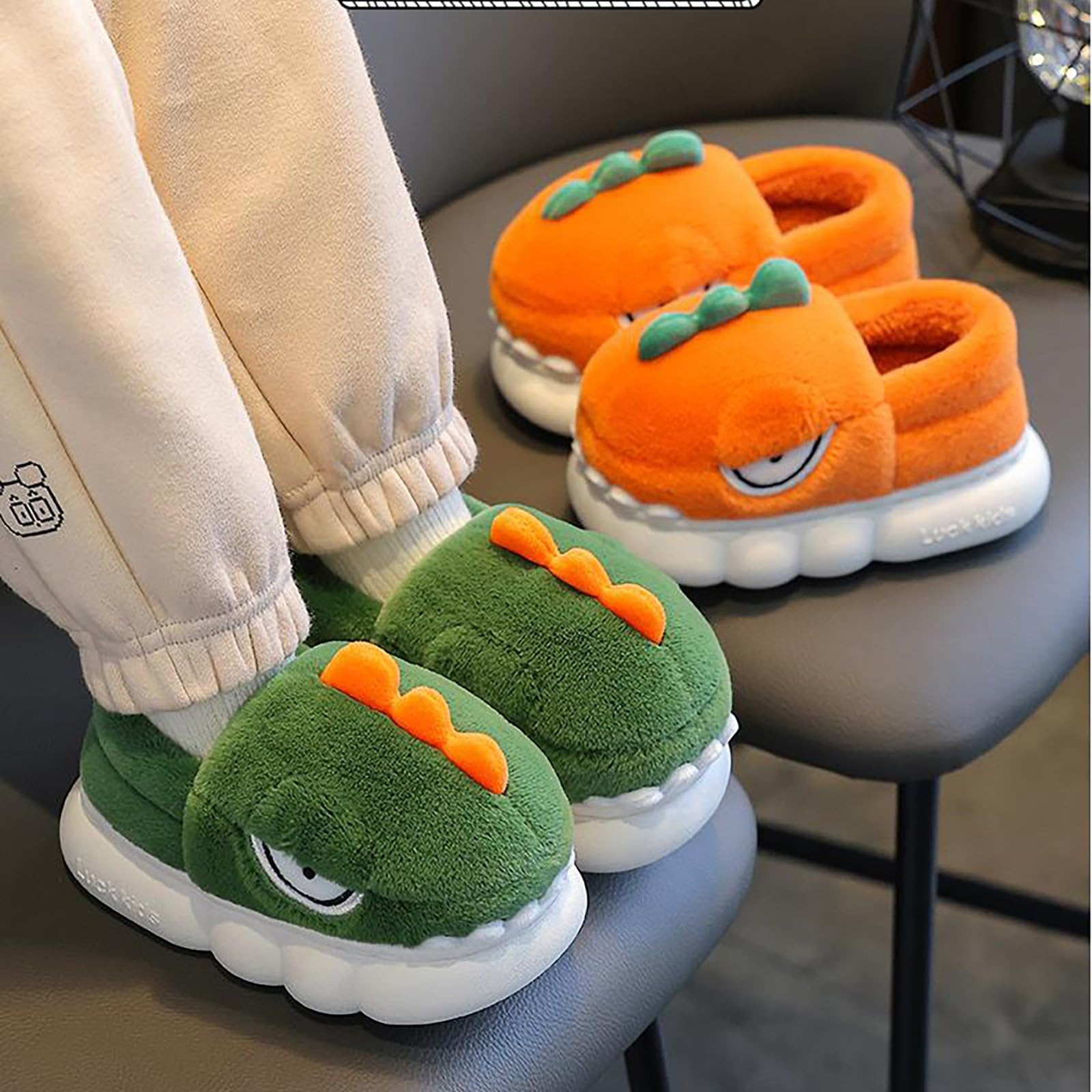 Kids' Dinosaur Plush House Slippers
