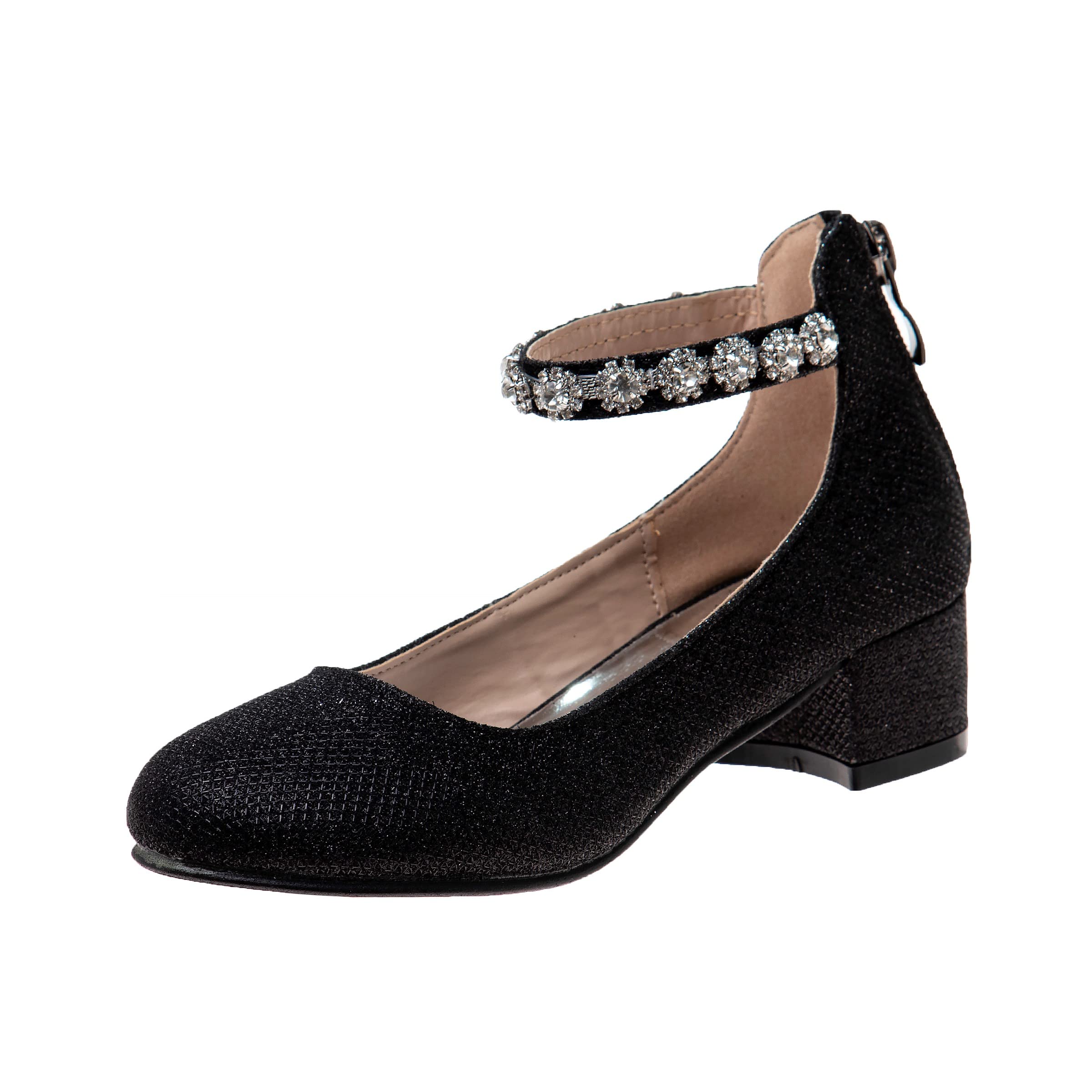 Girls' Ankle Strap Block Heel Party Pumps