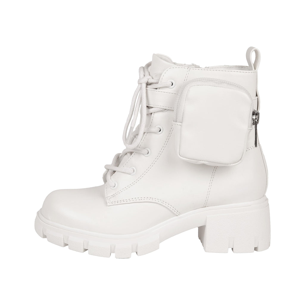 Girls' Lace-Up Combat Boots with Side Pocket