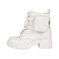 Girls' Lace-Up Combat Boots with Side Pocket