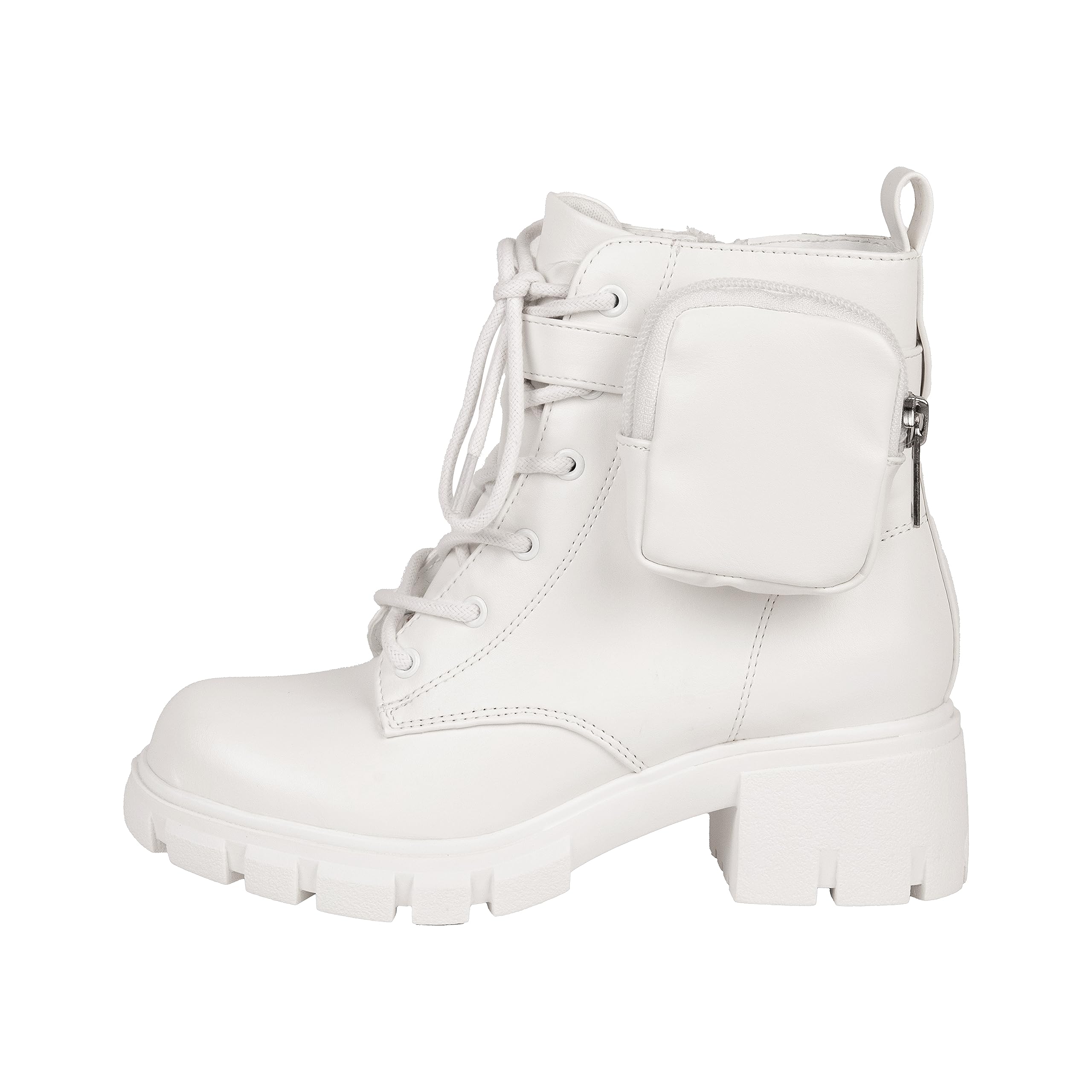 Girls' Lace-Up Combat Boots with Side Pocket