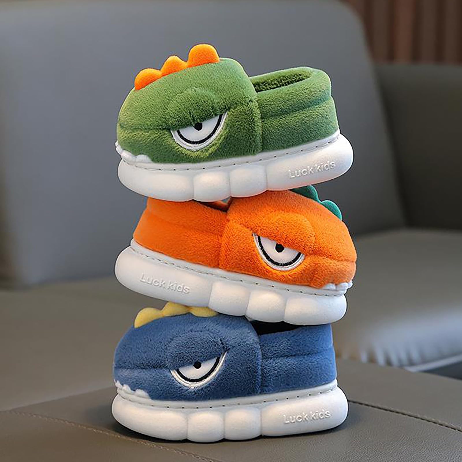Kids' Dinosaur Plush House Slippers