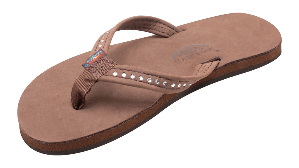 Rainbow Sandals Kid's Single Layer Premier Leather w/Narrow Crystal Strap