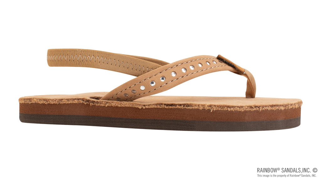 Rainbow Sandals Kid's Single Layer Premier Leather w/Narrow Crystal Strap