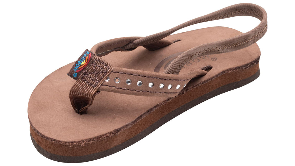 Rainbow Sandals Kid's Single Layer Premier Leather w/Narrow Crystal Strap